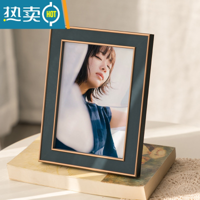 敬平欧式简约桌面相框摆台创意5寸6寸7寸8寸10寸装饰摆件像框A4寸画框 圆边古典蓝 6寸(可放10.2*15.2cm)