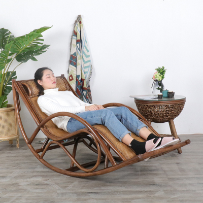 藤椅摇椅躺椅阳台家用休闲老人午睡藤编摇摇椅真藤懒人逍遥椅