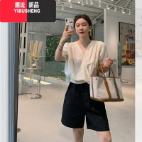 YIBUSHENG棉麻工装短裤女季大码胖mm韩版小个子休闲裤宽松显瘦五分阔腿裤