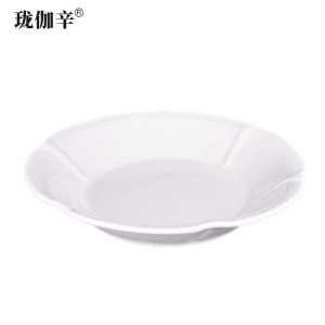 珑伽辛 白色陶瓷玉兰碗浅碗 12英寸英寸/个