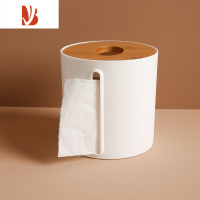三维工匠创意北欧侧抽纸巾盒卫生间厕所卷纸筒家用客厅厕纸盒收纳盒纸抽盒 6545 象牙白