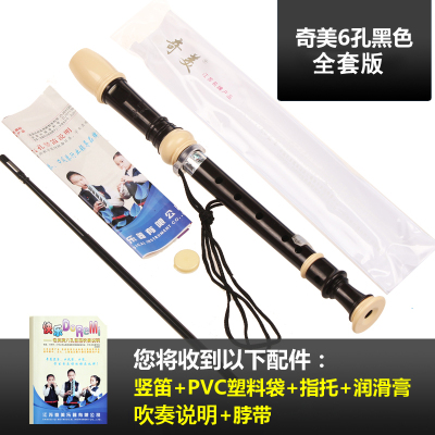 奇美竖笛初学6孔8孔成人学生六孔八孔儿童初学者入零基础竹笛子小伙伴黑色6孔带教材