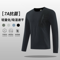 春秋季新款男士户外休闲运动快干吸湿透气内搭圆领长袖T恤男上衣