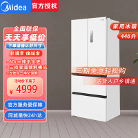 美的MR-468WUFPZE流苏白 M60系列法式多门超薄嵌446升大容量底部散热双循环一级能效变频冰箱