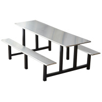 阿拉贡学校食堂不锈钢餐桌椅4人6人8人位员工饭堂连体快餐桌椅组合8人位(黑色支架款)