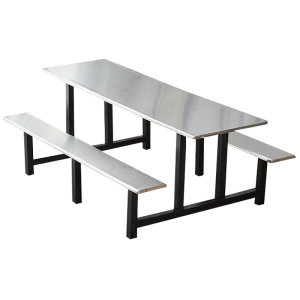 阿拉贡学校食堂不锈钢餐桌椅4人6人8人位员工饭堂连体快餐桌椅组合8人位(黑色支架款)