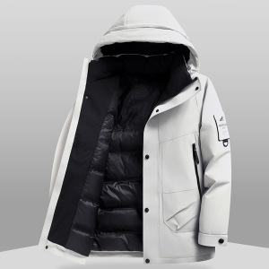 男女同款户外情侣款宽松羽绒服连帽冲锋衣秋冬新款工作服羽绒外套