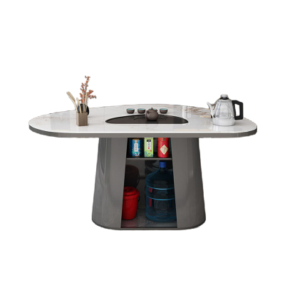 晋舰 岩板茶桌椅组合现代家用阳台简约茶桌办公室泡茶桌 1.0桌