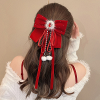 毛球流苏蝴蝶结后脑勺发饰女发夹小众设计高级感甜美发卡顶夹头饰送女朋友老婆情人节七夕生日礼物