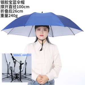 翊橙头盔伞带头上的伞帽头戴式遮阳钓鱼伞大号采茶斗笠雨伞帽斗篷头盔