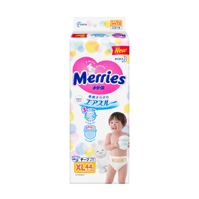 花王(Merries)纸尿裤婴儿尿裤xl号宝宝尿不湿XL44片12kg以上日本原装进口-