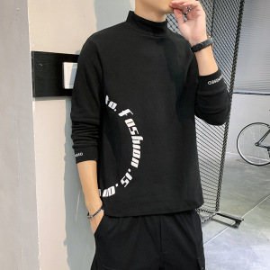 长袖T恤男士 双面德绒秋冬季新款保暖打底衫印花衣服潮牌男装