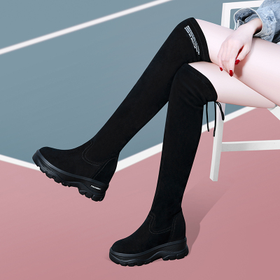 百年纪念厚底绒面过膝靴女靴冬季新款加绒增高长筒靴女瘦瘦靴QL2103