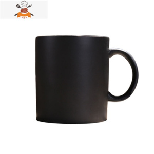 欧式陶瓷黑色哑光大容量马克杯子创意简约磨砂咖啡杯带勺水杯 敬平