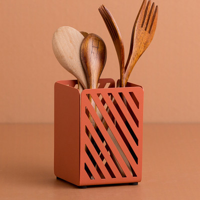 纳谷铁艺多功能笔筒简约学生办公室桌面收纳筒化妆品毛刷收纳盒三维工匠白色