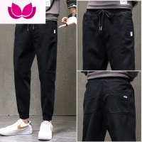 七斓春季潮牌宽松哈伦休闲裤男款夏季束脚裤男士松紧腰九分裤子男