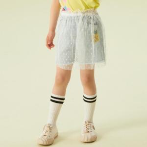 [2件2折价:35]moomoo童装女童中短裤夏季新款洋气休闲女童拼网纱牛仔短裤