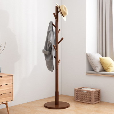 森美人实木衣帽架落地衣架卧室衣服架家用简易单杆式房间挂衣架