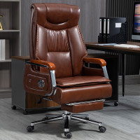 锦北 老板椅升降座椅电脑椅可躺办公椅旋转商务椅 科技皮+搁脚按摩