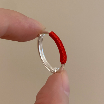 纯银缠绕红绳戒指女本命年新年食指戒小众设计轻奢高级感配饰送女朋友老婆情人节七夕生日礼物