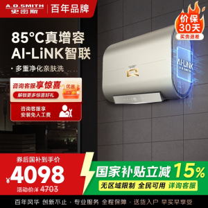 AO史密斯Q系列电热水器超薄双胆WIFI智控 85度增容 金圭特护 一级能效60升NHMWi 3000W 智慧互联