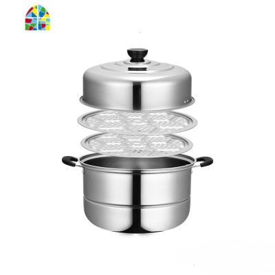 源派加厚加深多层不锈钢蒸锅家用蒸笼汤锅电磁炉锅具 FENGHOU 30CM加高加厚二层