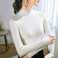 双面德绒打底衫女长袖内搭秋冬新款半高领修身发热保暖上衣女_626
