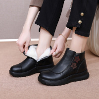 冬新款中老年妈妈羊毛棉鞋软底软面加厚保暖女靴加宽女鞋