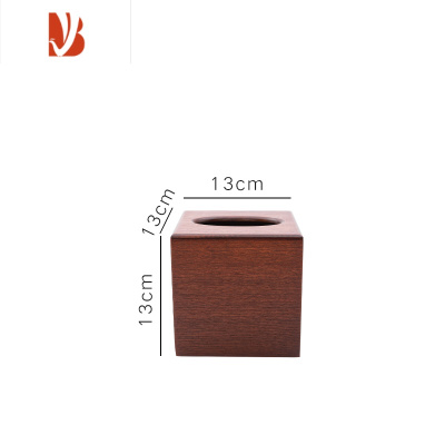 三维工匠木制纸巾盒客厅餐巾纸盒可爱创意木纹酒店家用卧室 正方形茶色