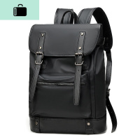 男士双肩包商务休闲帆布电脑背包旅游旅行包简约时尚潮流潮牌书包NEW LAKE 黑色(学院风)