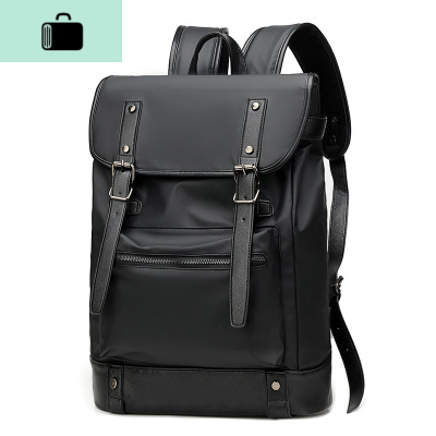 男士双肩包商务休闲帆布电脑背包旅游旅行包简约时尚潮流潮牌书包NEW LAKE 黑色(学院风)