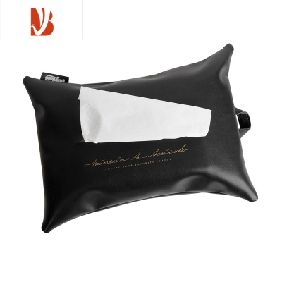 三维工匠简约北欧皮革多纸巾盒家用桌面床头车载抽纸袋收纳盒 安静黑悬挂款