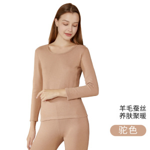 秋冬款德绒蚕丝羊毛保暖内衣女套装加绒加厚双面磨毛秋衣秋裤男士_343
