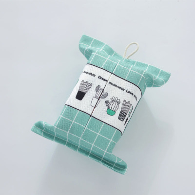 家柏饰(CORATED)北欧棉麻纸巾袋挂式布艺固定居家客厅餐厅纸巾袋汽车车载用纸巾盒 仙人掌纸巾盒