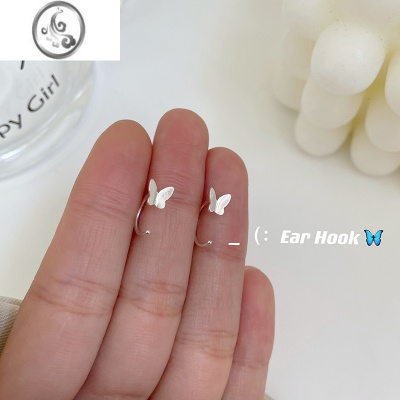 JiMi银针养耳洞蝴蝶耳钩小众ins风耳环高级感气质耳饰女2023年新款潮