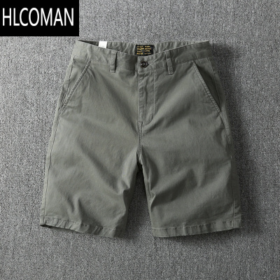 HLCOMAN夏季微弹修身休闲裤男士五分裤卡其布工装裤青春日系复古短裤 夏季男士五分裤 中腰直筒口袋装饰