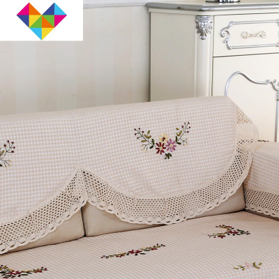 沙发靠背巾沙发巾布艺床头罩扶手巾沙发套欧式盖巾头枕巾防滑四季0716米黄色高90*长178cm(靠背巾双人)御蓝锦