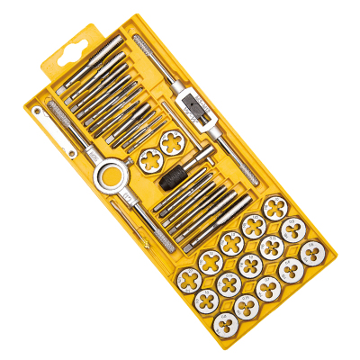 得力 丝锥板牙套装 手用丝攻扳手板牙绞手架公制丝攻组合套装 39件套丝锥板牙 DL0029