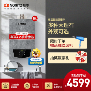 能率(NORITZ) 16升彩壳燃气热水器天然气 智控恒温 带水量伺服器GQ-16PA6AFEX-P02 (星砂)