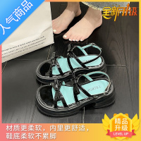 SUNTEKHJ厚底增高露趾凉鞋女2023夏季新款仙女风配裙子一字扣带罗马鞋