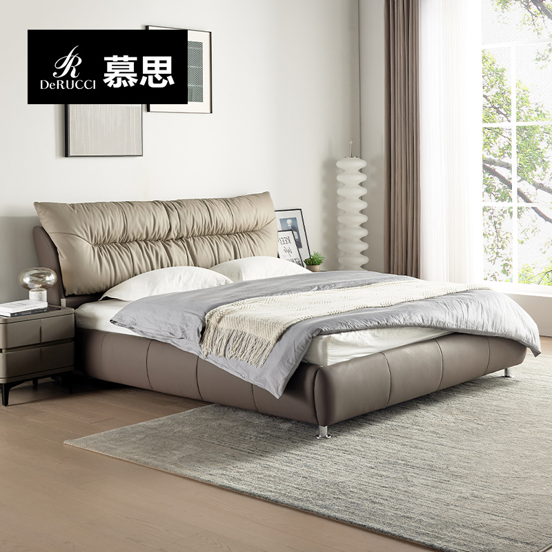 慕思旗舰店真皮床现代简约床主卧互不打扰双人床内嵌高奢卧室大床流光内嵌款 BCW1-105-J