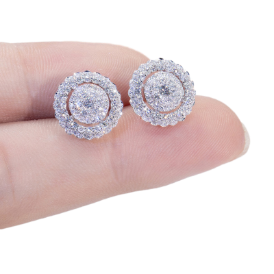 佰黛 18k金天然钻石耳针女正品时尚钻石耳环耳钩白18k金钻石耳钉求婚