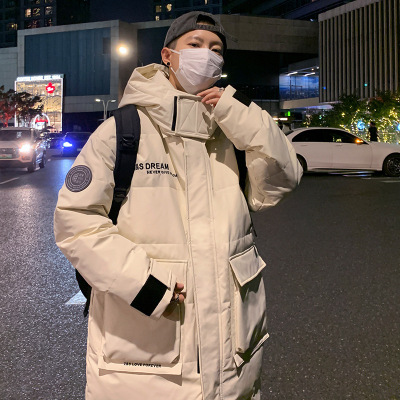 新款情侣羽绒中长款外套时尚休闲款男女同款连帽羽绒服