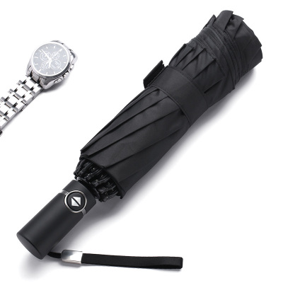 10骨全自动雨伞折叠男士女反向伞车载车用大号黑胶防晒晴雨两用伞12骨全自动反向伞-黑色