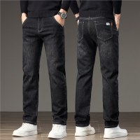秋冬新款保暖男长裤弹力百搭修身小直筒男士百搭牛仔裤厚款