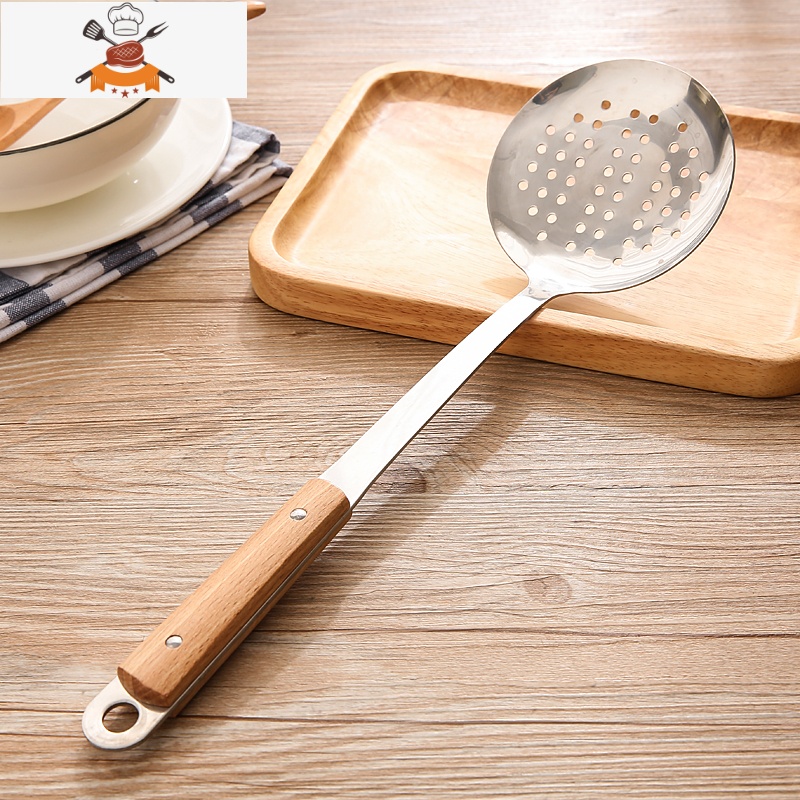 木柄不锈钢锅铲套装防烫炒菜铲子厨具漏勺汤勺勺子家用炊具火锅 敬平
