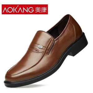 奥康男鞋商务正装皮鞋男士休闲鞋圆头套脚低帮皮鞋男单鞋