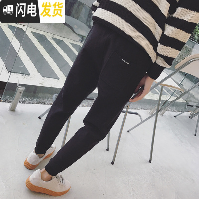 HLCOMAN冬季裤子男毛呢料休闲裤韩版潮流保暖百搭小脚裤修身束脚加厚男裤棉裤