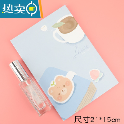 敬平折叠化妆镜宿舍梳妆书桌面可爱大号便携台式随身翻盖式学生小镜子 米蓝色 小熊咖啡便携式用镜