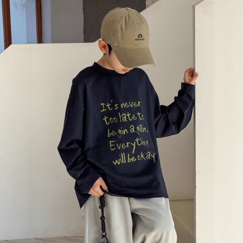 儿童T恤长袖春装2026新款男童打底衫内搭痞帅风男孩大童春秋上衣